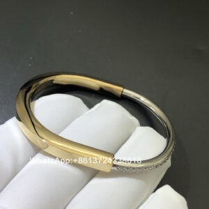 T&C Lock bangle, half pavé diamonds, 18k yellow gold
