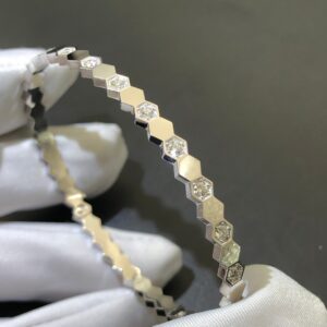 CM Bee bracelet, semi-pavé diamonds, 18k white gold