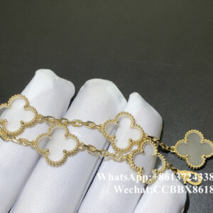VCA 50th Anniversary Vintage Alhambra bracelet, rock crystal, 18k yellow gold, 5 motifs