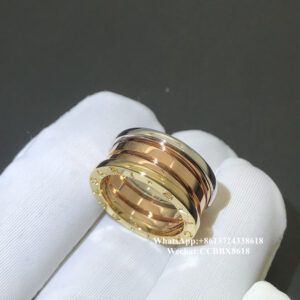 BG B.zero1 three-band ring, 18k rose, white, and yellow gold