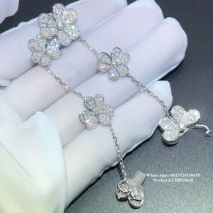 VCA Frivole bracelet, diamonds, 18k white gold, 5 flowers