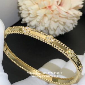 VCA Perlée sweet clovers bracelet, diamond, 18k yellow gold