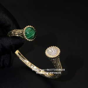 VCA Perlée couleurs bracelet, diamond, malachite, 18k yellow gold, medium model