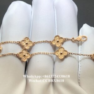VCA Sweet Alhambra bracelet, textured, 18k rose gold, 6 motifs