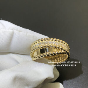 VCA Perlée diamonds duo ring, diamond, 18k yellow gold