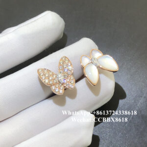 VCA Two Butterfly Between the Finger ring, 18k rose gold, diamond, mother-of-pearl