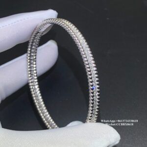 VCA Perlée diamonds bracelet, 18k white gold, diamond, 1 row