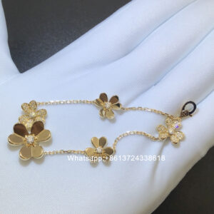 VCA Frivole bracelet, diamonds, 5 flowers, 18k yellow gold