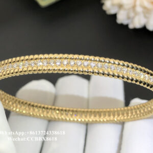 VCA Perlée diamonds bracelet, 18k yellow gold, diamond, 1 row