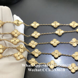 VCA Vintage Alhambra bracelet, guilloché, 18k yellow gold, 5 motifs