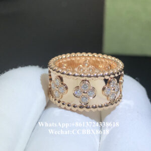 VCA Perlée sweet clovers ring, diamond, 18k rose gold